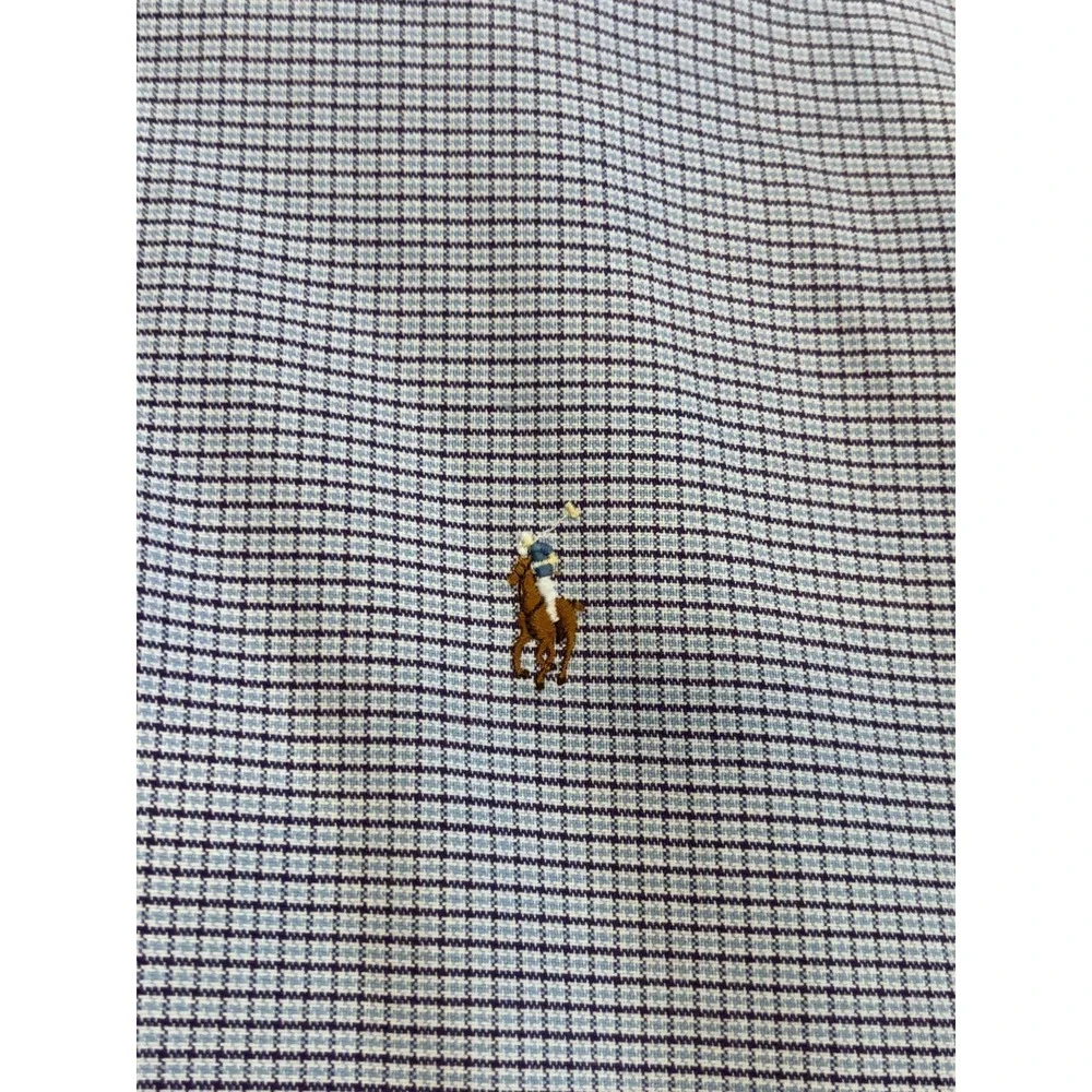 Vintage Polo Ralph Lauren Yarmouth Oxford Shirt Mens 16.5 Blue Plaid Flesh Pony